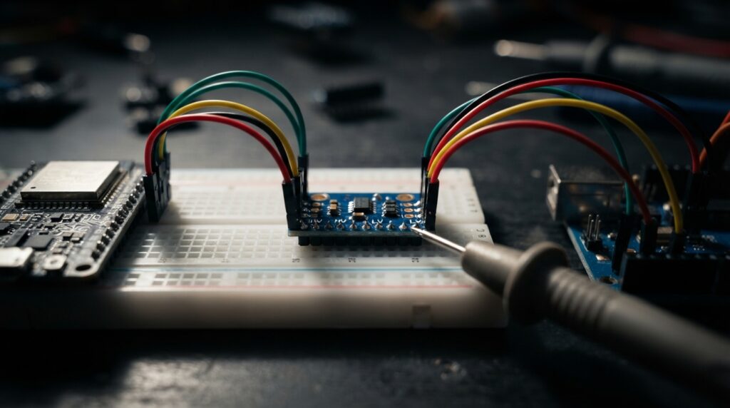 Logic level shifter between a 3.3 V ESP32 and a 5 V Arduino